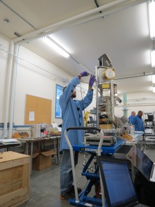 Robert Michell working on the instruments